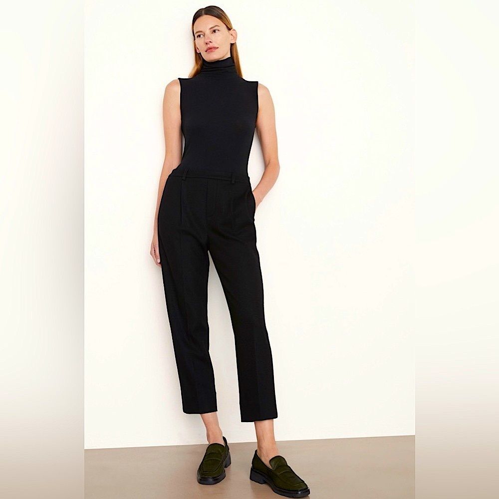 Vince Cozy 100% Italian Wool Pull-On Drawstring Pants in Black Size Medium